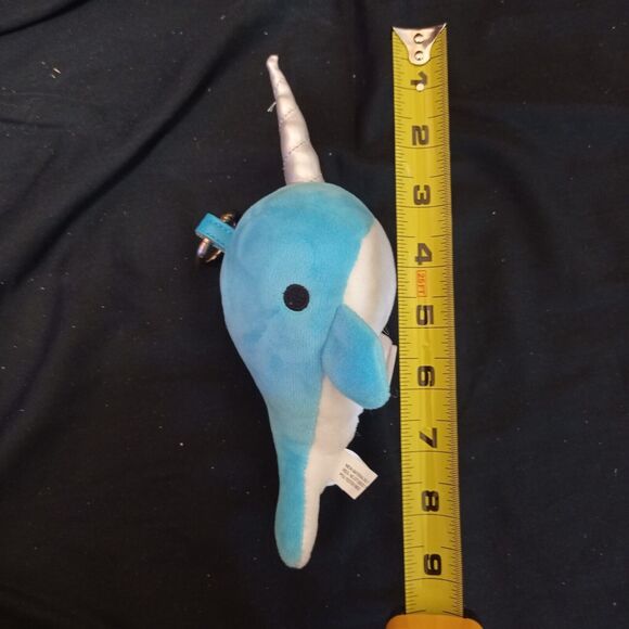 Plush Narwhal Unicorn Whale Portable Charger Power Bank Bag Charm, Sky Blue - Picture 5 of 5